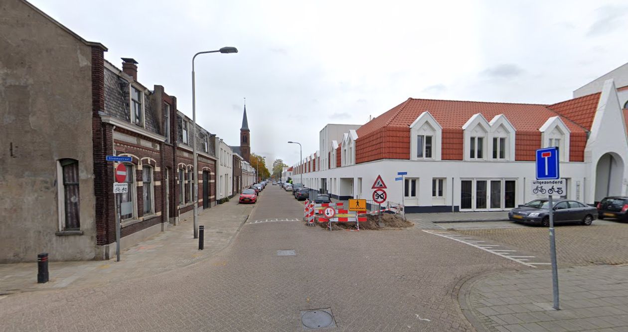 Wegwerkzaamheden Lange Nieuwstraat Tilburg.
